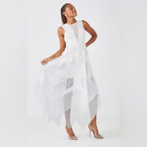 bcbg floral lace handkerchief dress BCBGMAXAZRIA Andi Layered Lace Handkerchief Dress Light Pink Size 4